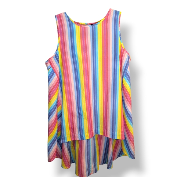 Melissa Paige Rainbow Stripe Swing High Low Hem Tank Top Women's Medium NWT - Picture 3 of 16